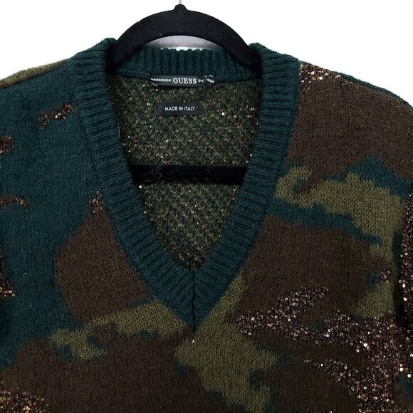Guess Alpaca Blend Sweater Dress Size XS Made in Italy Deana Soft Camo Glitter - Picture 12 of 15